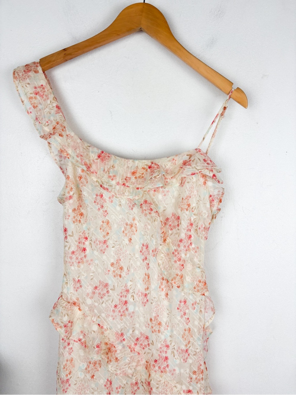 NWT Storia One Shoulder Floral Ruffle Formal Maxi Dress Sz M - Picture 7 of 10